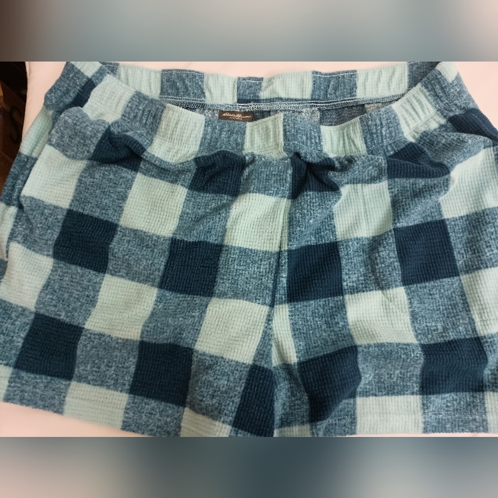 EDDIE BAUER Country Blue Plaid Preppy Clueless Cozy‎ Soft Sleep Shorts (#695)